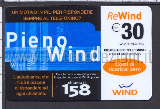 Collezionismo di ricariche telefoniche della Wind
